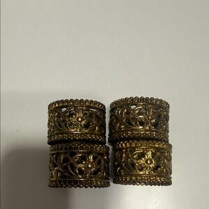 Vintage Set of 4 1980 Era Brass Filigree Napkin Rings Set of 4